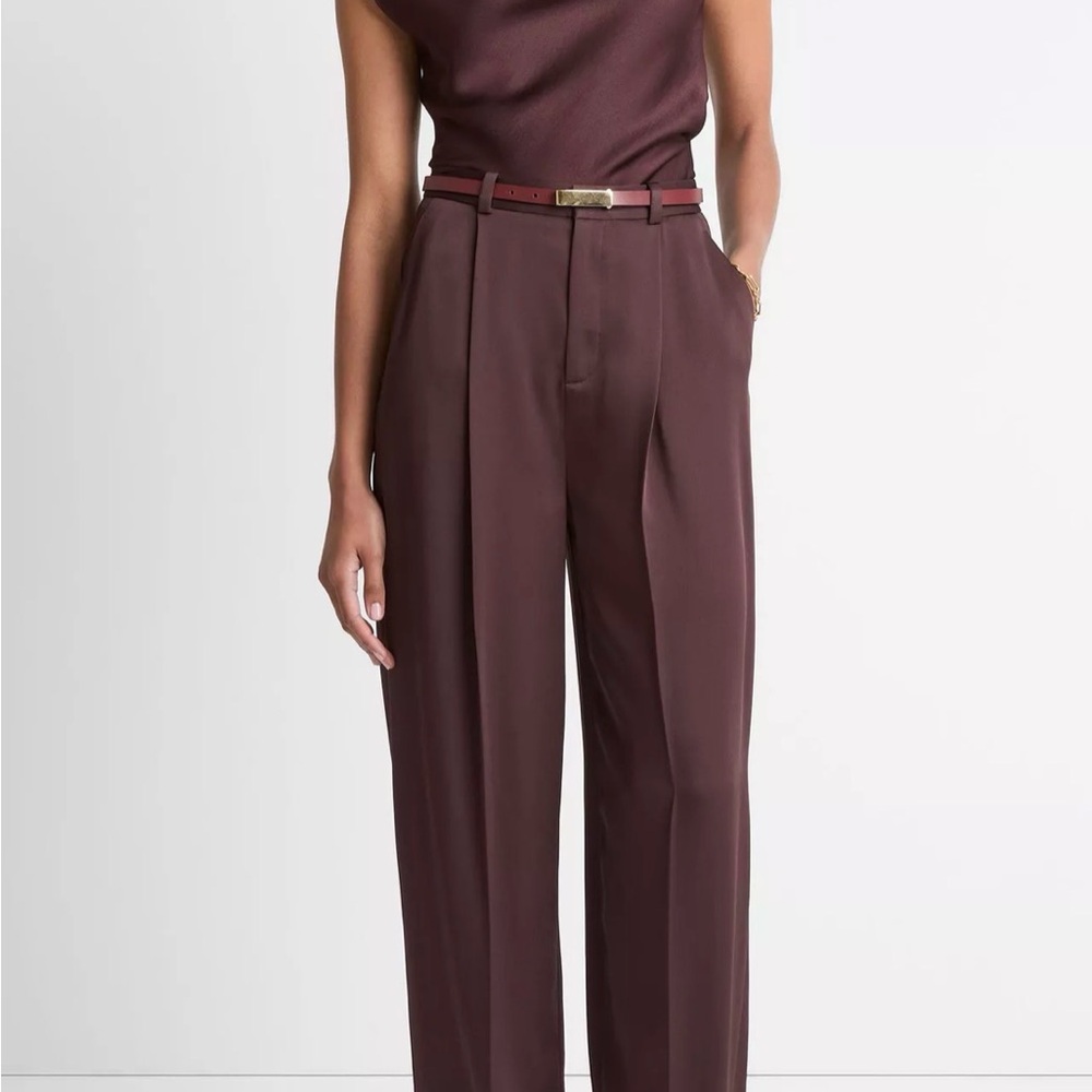 Vince High-Waist Wide-Leg Trousers in Plum
